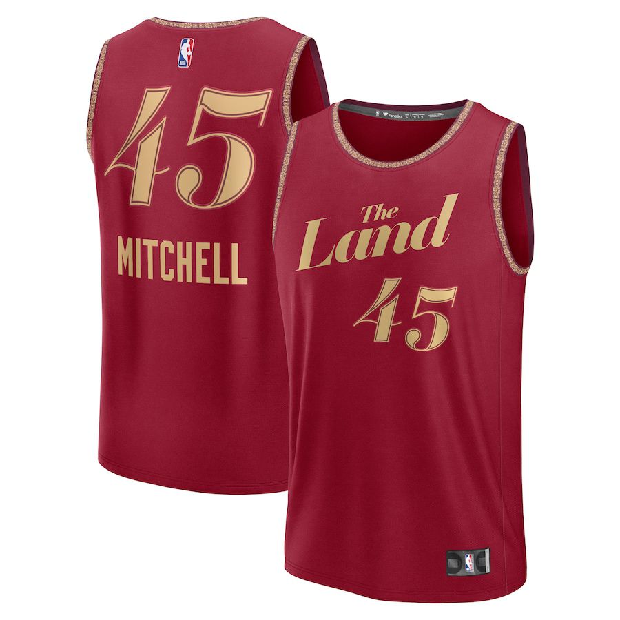 Men Cleveland Cavaliers #45 Donovan Mitchell Fanatics Branded Wine City Edition 2023-24 Fast Break NBA Jersey
